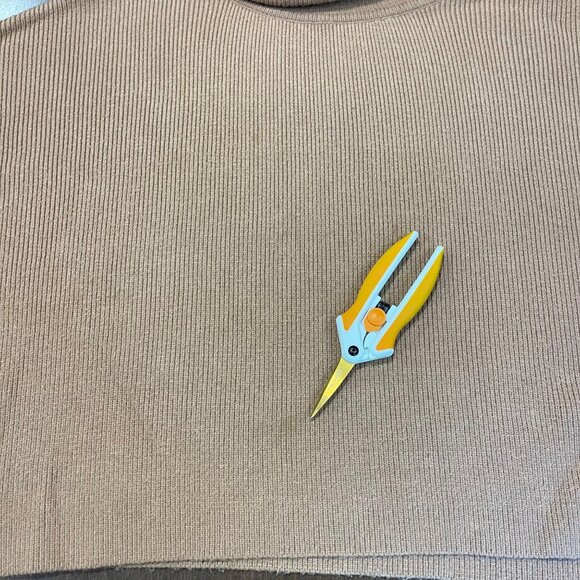 Zara Turtleneck Sweater Women's Size Large Faux Pearl Buttons Ribbed Knit Brown - Picture 10 of 16